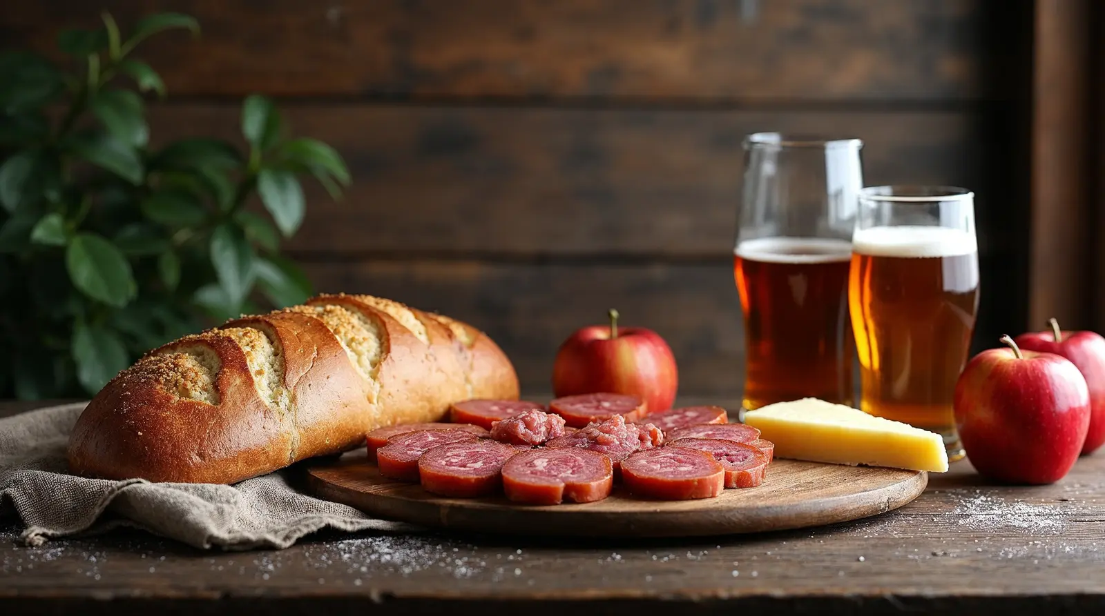 Regionale Snackplatte mit Bier
